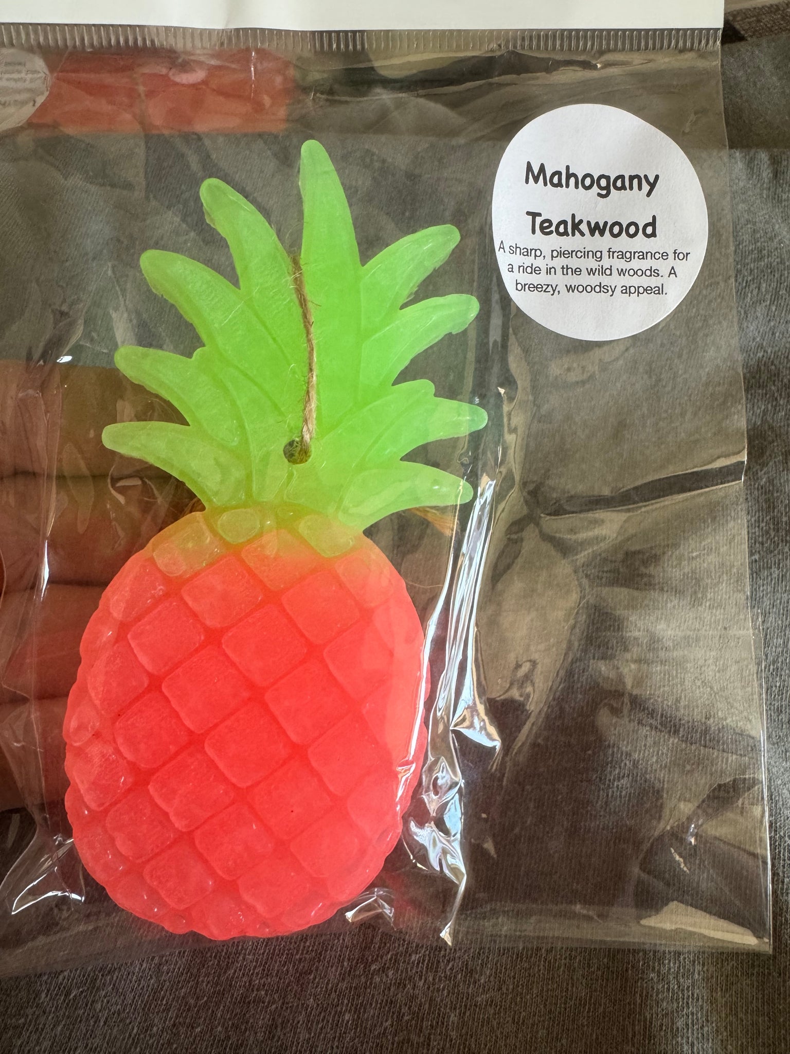 Pineapple Car Freshie - Mahogany Teakwood Pink&Green