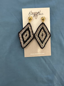 DaKota Black Diamond Shape Seed Bead Earrings