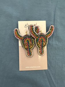 Light Multi-Color Crystal Stripe Steer Earrings