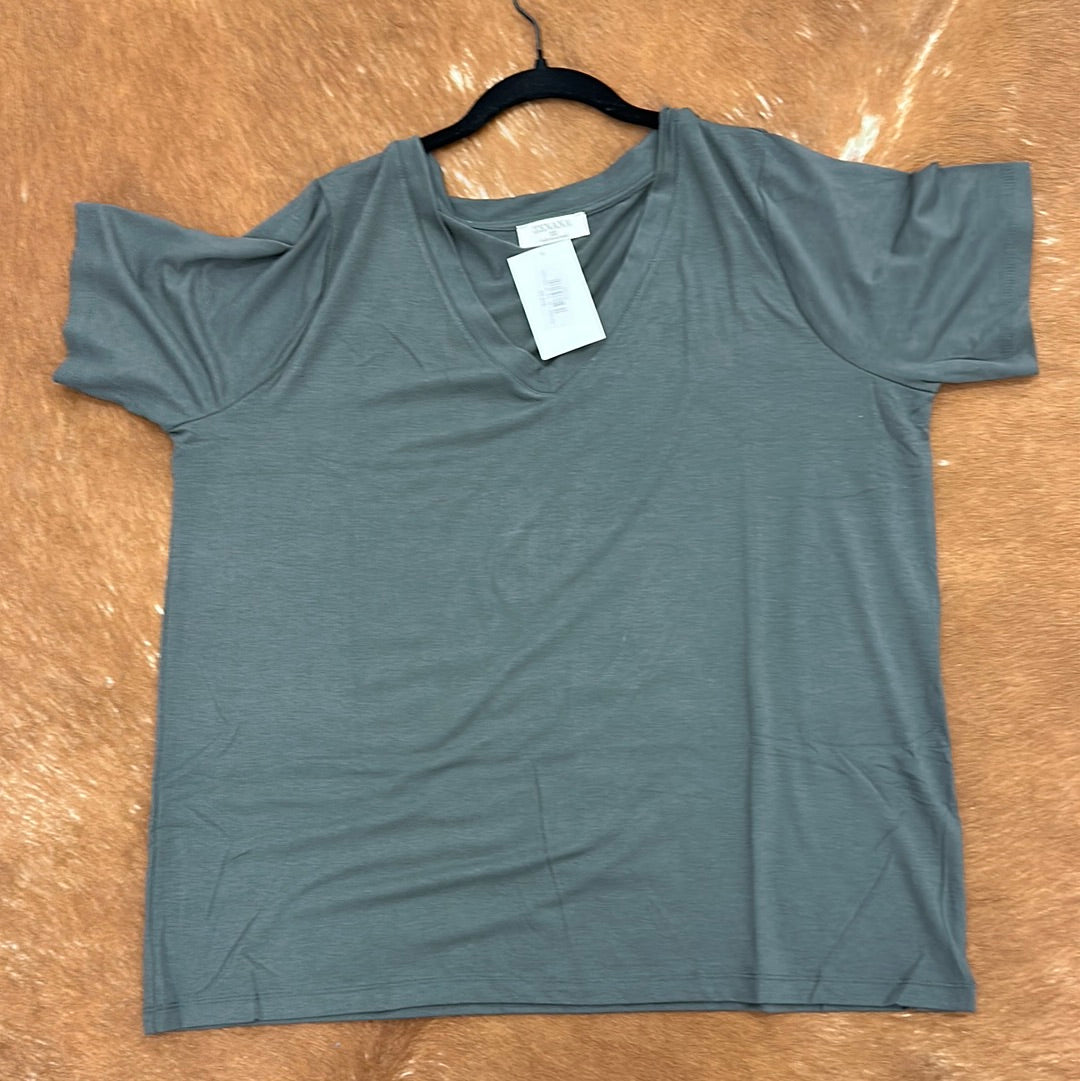 Plus Basic V Tee- Grey