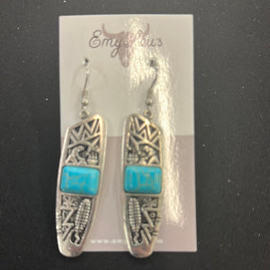 White Silver Aztec Cave Trail Earrings
