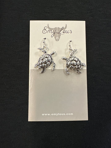 Silvertone Turtle Earrings