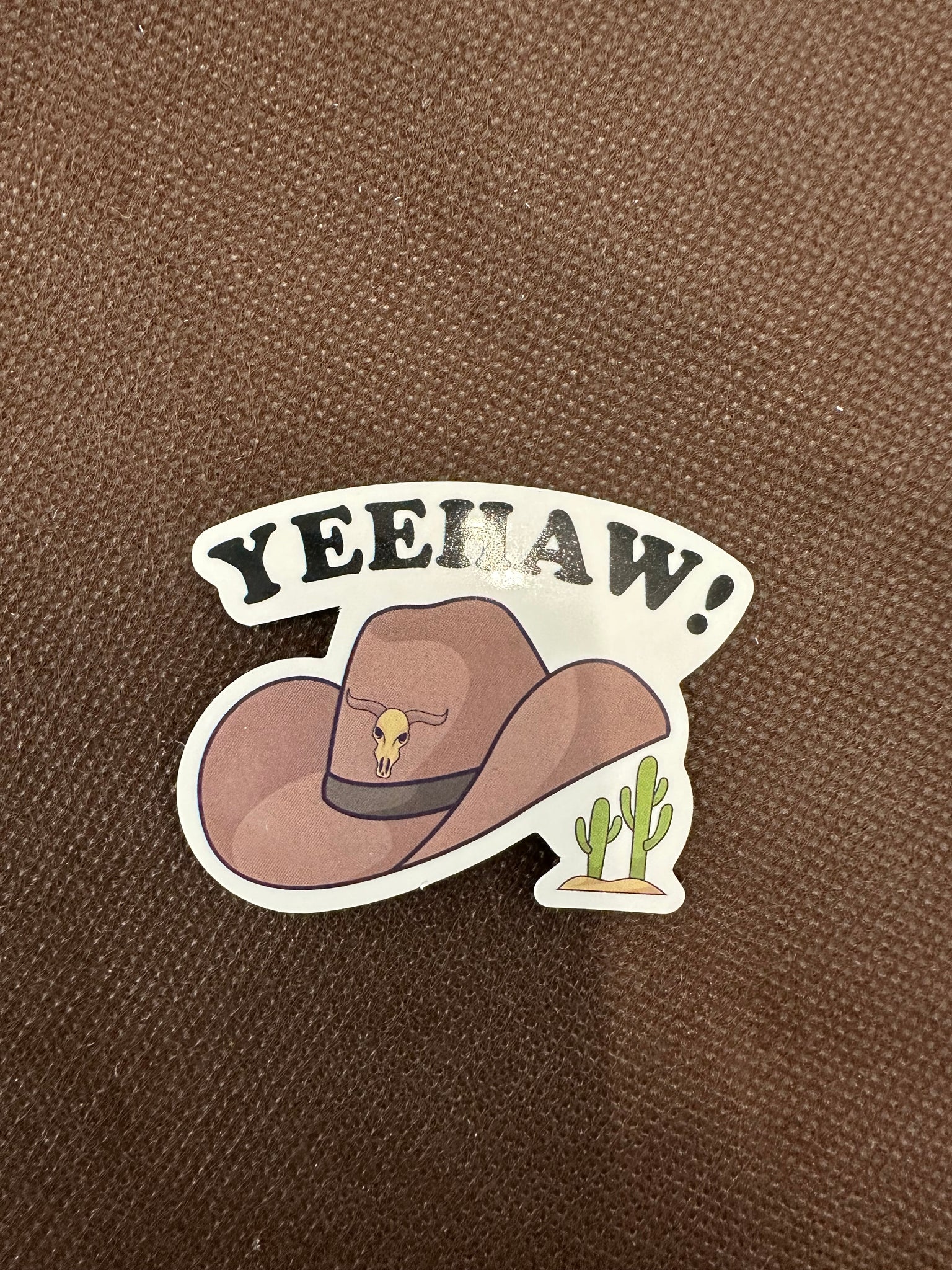 YEEHAW Brown Cowboy Hat Sticker