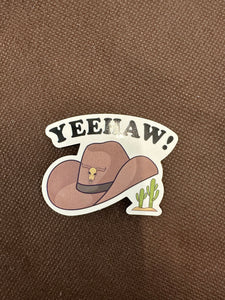 YEEHAW Brown Cowboy Hat Sticker