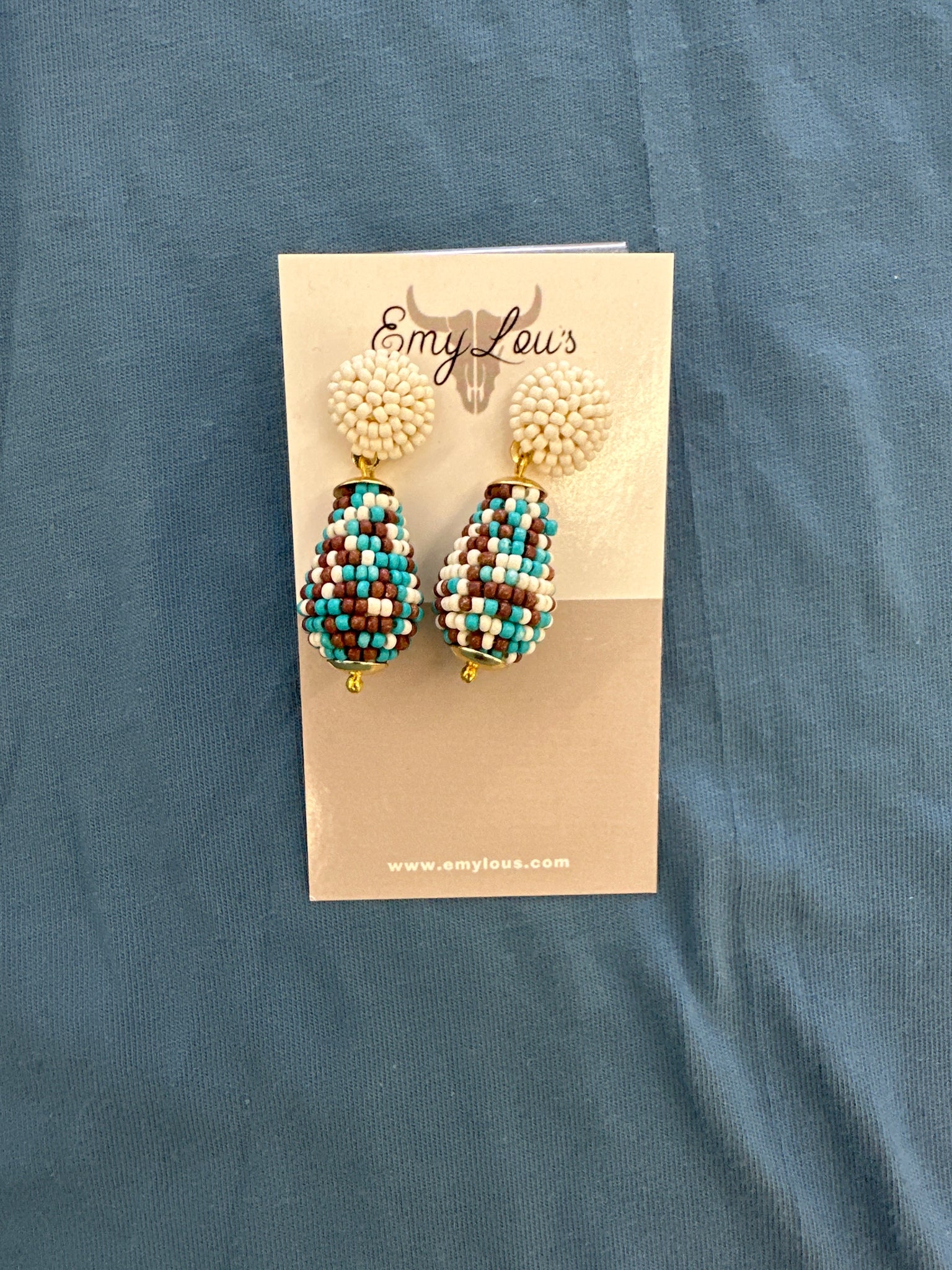 Turquoise Multi Seed Bead Janie Earrings