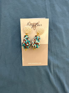 Turquoise Multi Seed Bead Janie Earrings