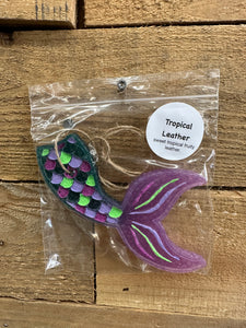 Purple And Green Mermaid Tail Car Freshie - Tropical Leather