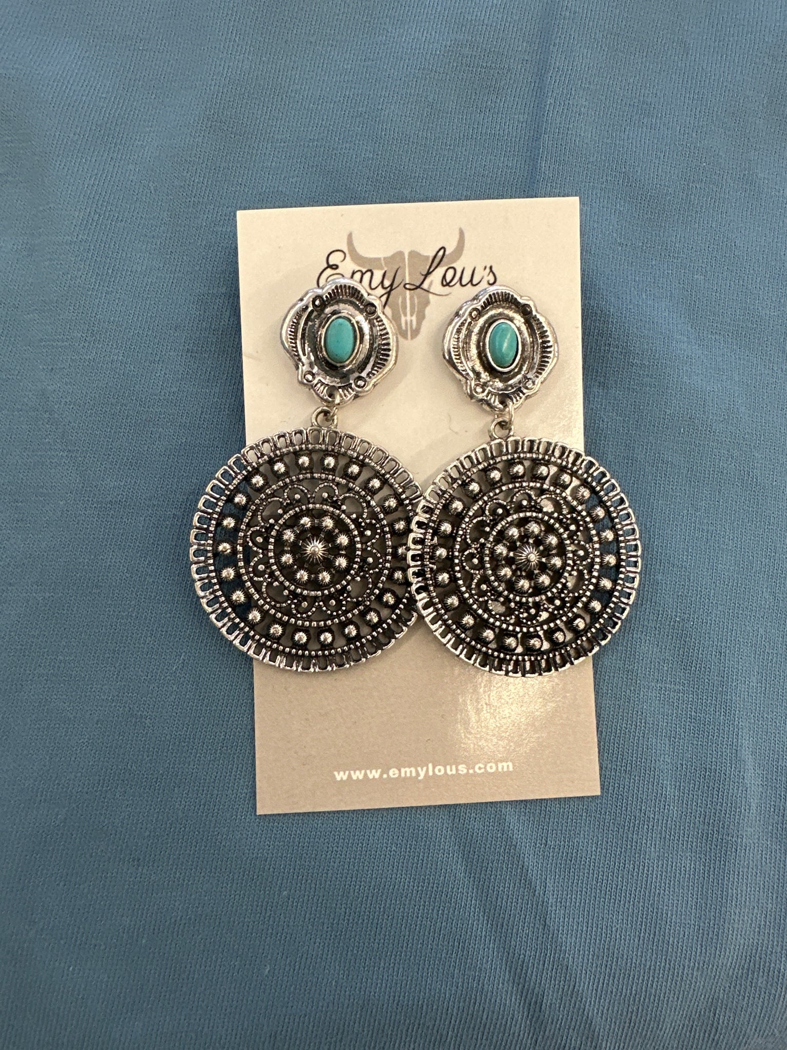 Medero Turquoise and Silvertone Earrings