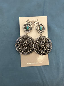 Medero Turquoise and Silvertone Earrings
