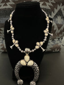 Howlite Kolob Arch Squash Blossom Necklace