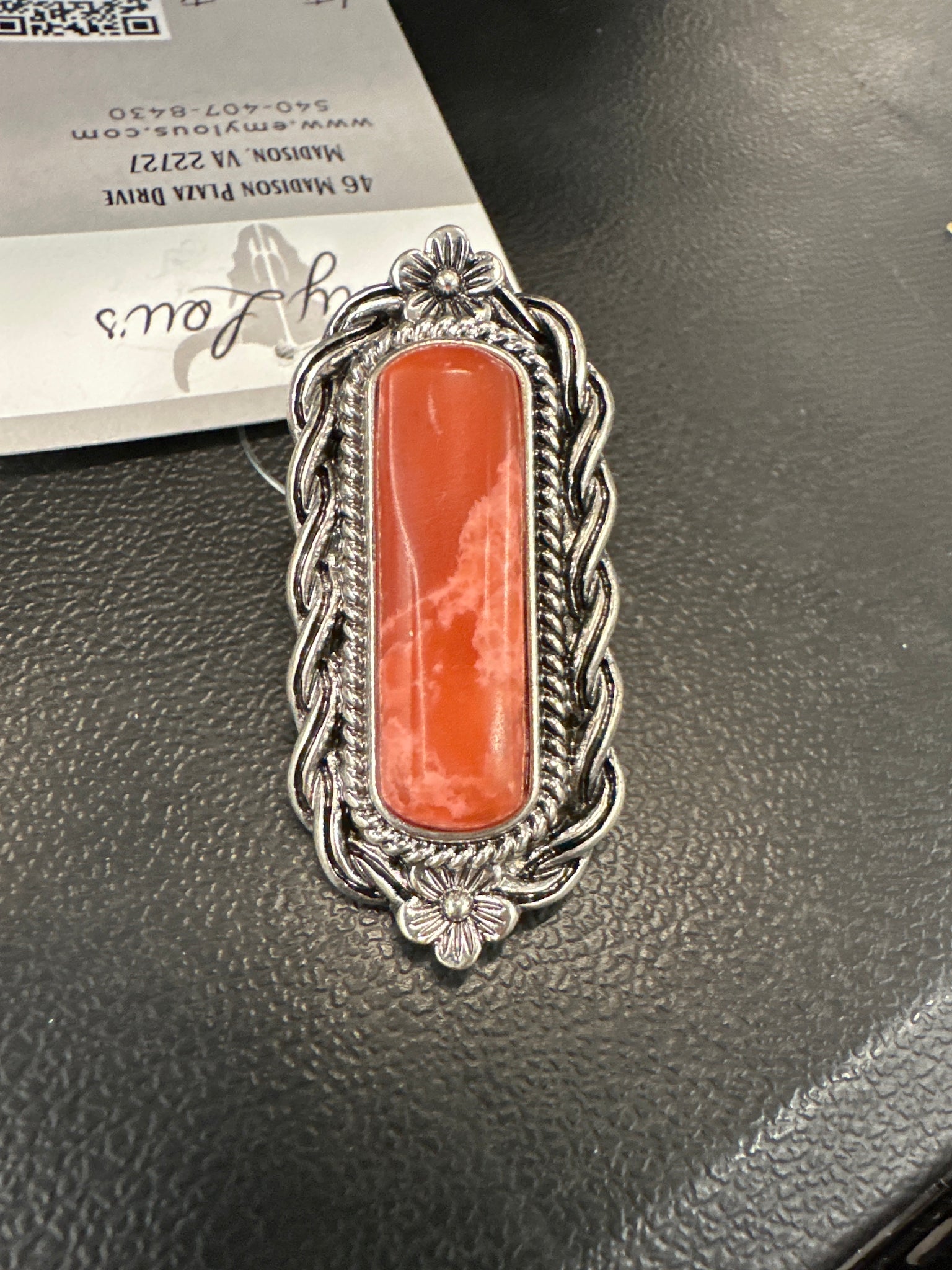 Orange Meadow Lake Crest Ring- Adjustable