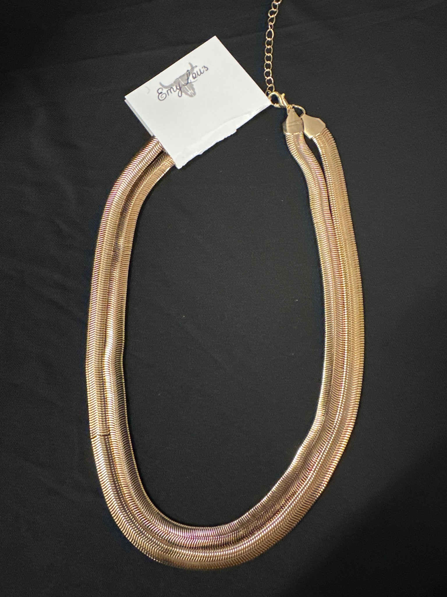XL goldtone duo herringbone necklace