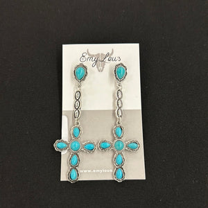 Turquoise Longmont Cross Earrings
