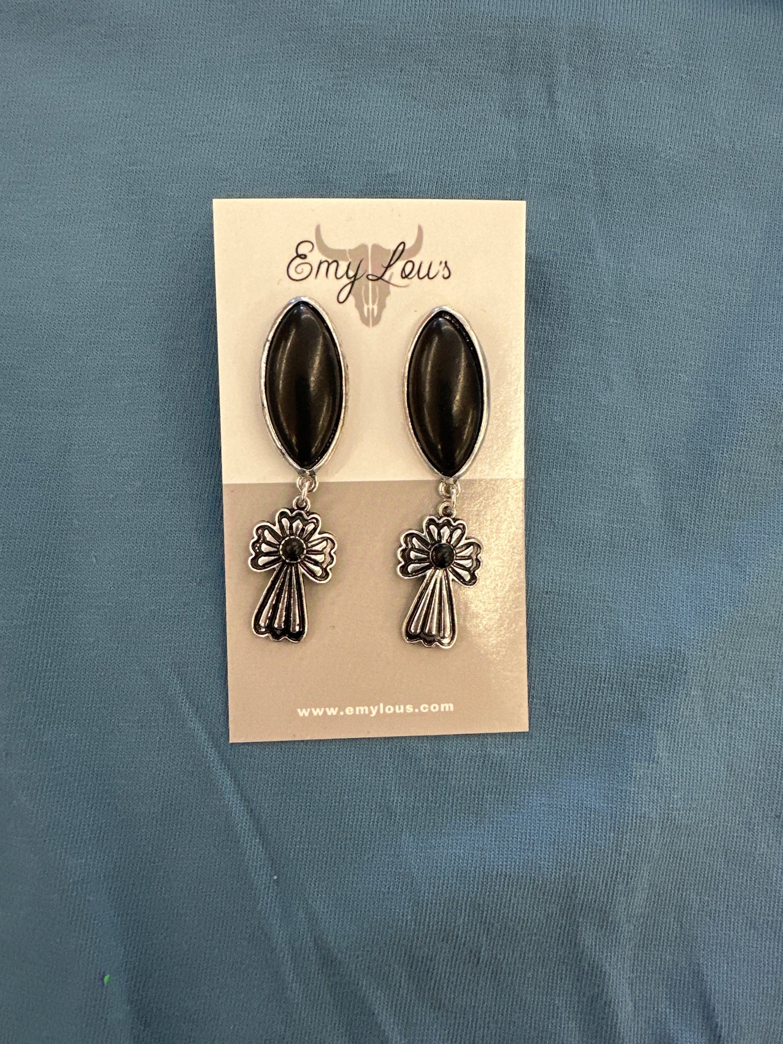 Black St. Marys Point Cross Earrings