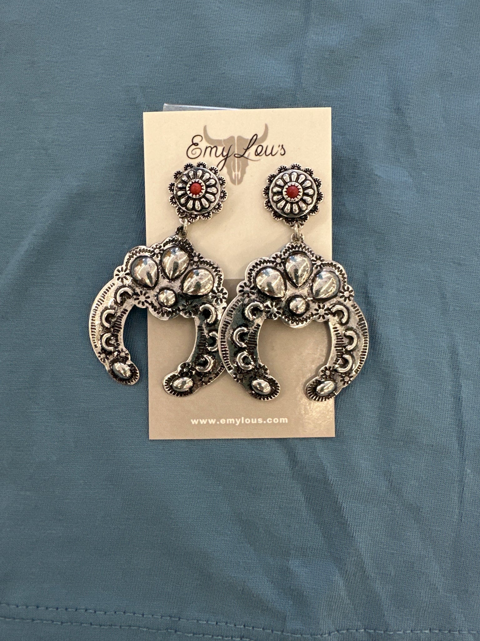 Burnished Silvertone Red Allegra Earrings