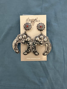 Burnished Silvertone Red Allegra Earrings