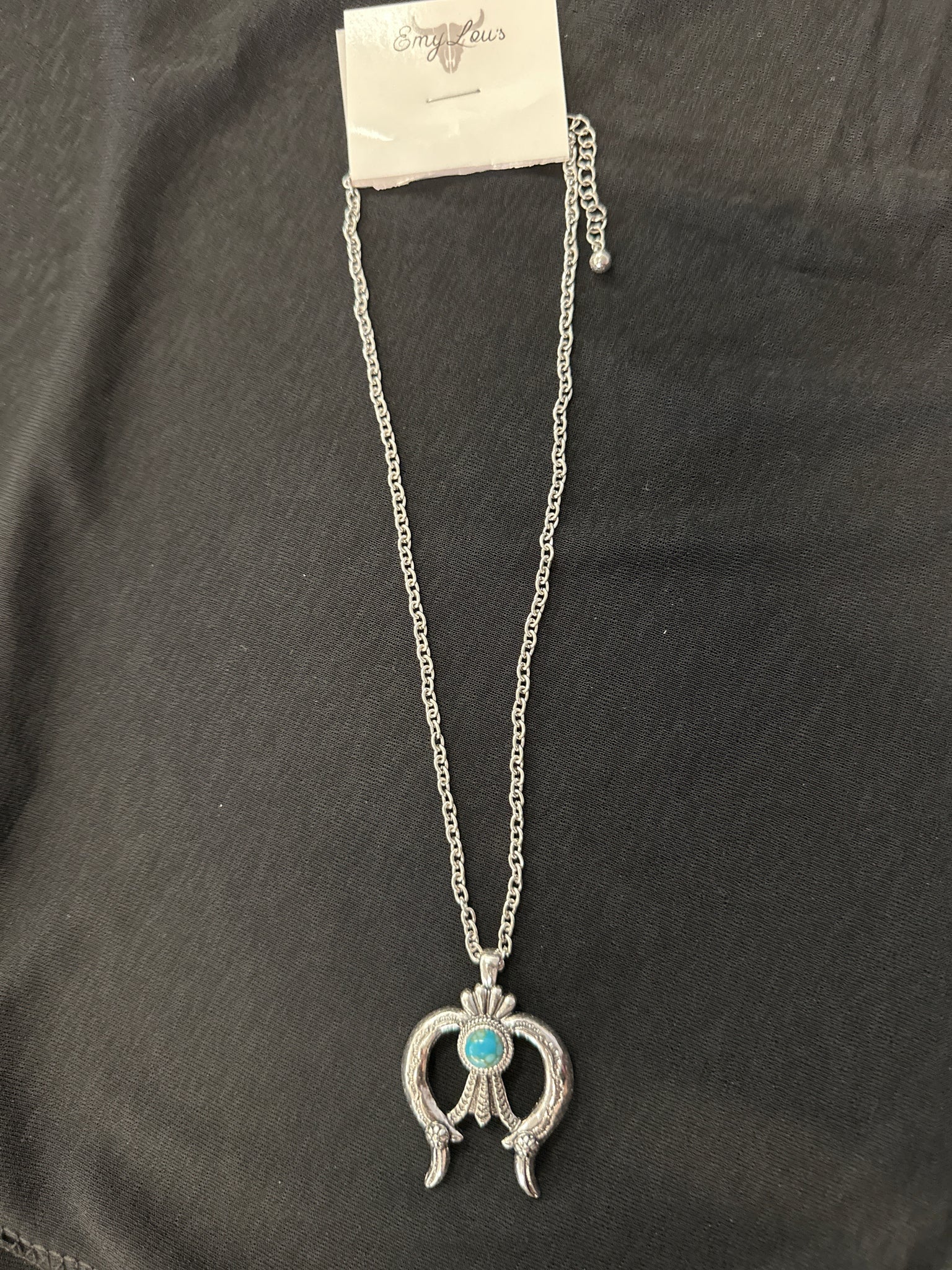 Turquoise New Hoope Silvertone Necklace