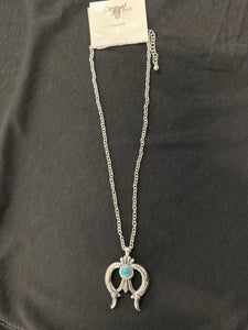 Turquoise New Hoope Silvertone Necklace
