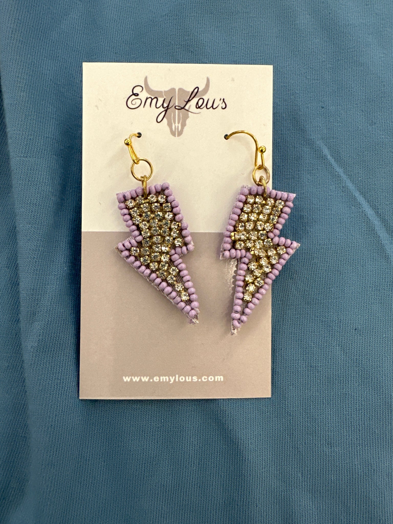 Sparkle Lavender Lightning Bolt Seed Bead Earrings