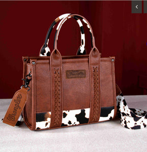 WG102-8120S Wrangler Cow Print Concealed Carry Tote/Crossbody