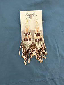 Big Horn Canyon Ivory Seed Bead Fringe Earrings