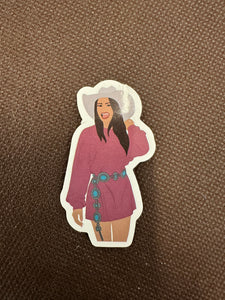 Pink Dress Cowgirl Sticker