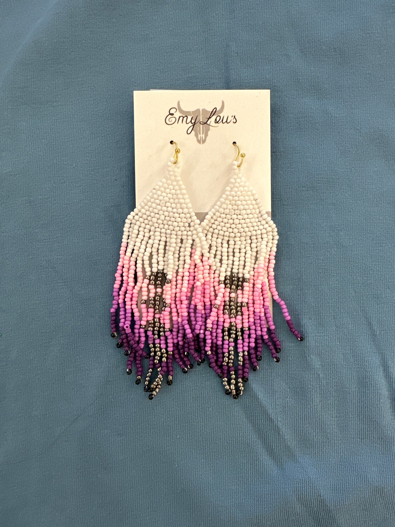 Blazing Bluff Purple Multi Seed Bead Earrings