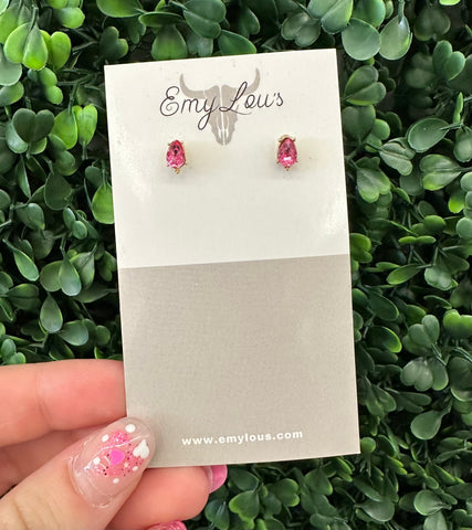 Pink & Gold teardrop studs