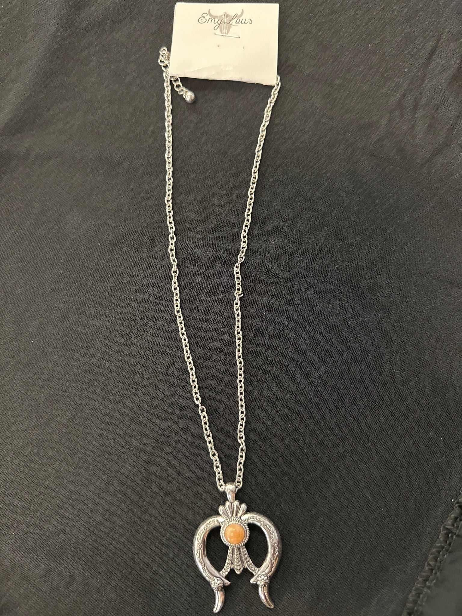 Coral New Hoope Silvertone Necklace
