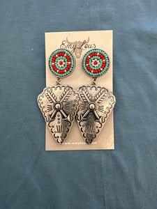 Turquoise Multi Silvertone Kingsville Arrow Earrings