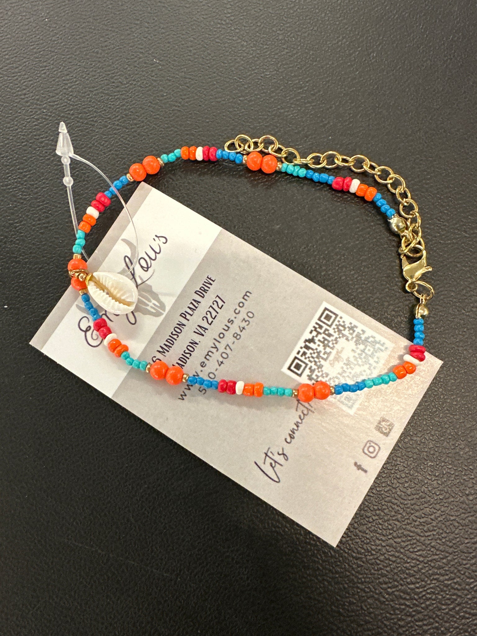 Multi-Color Dominican Republic Cowrie Shell Anklet