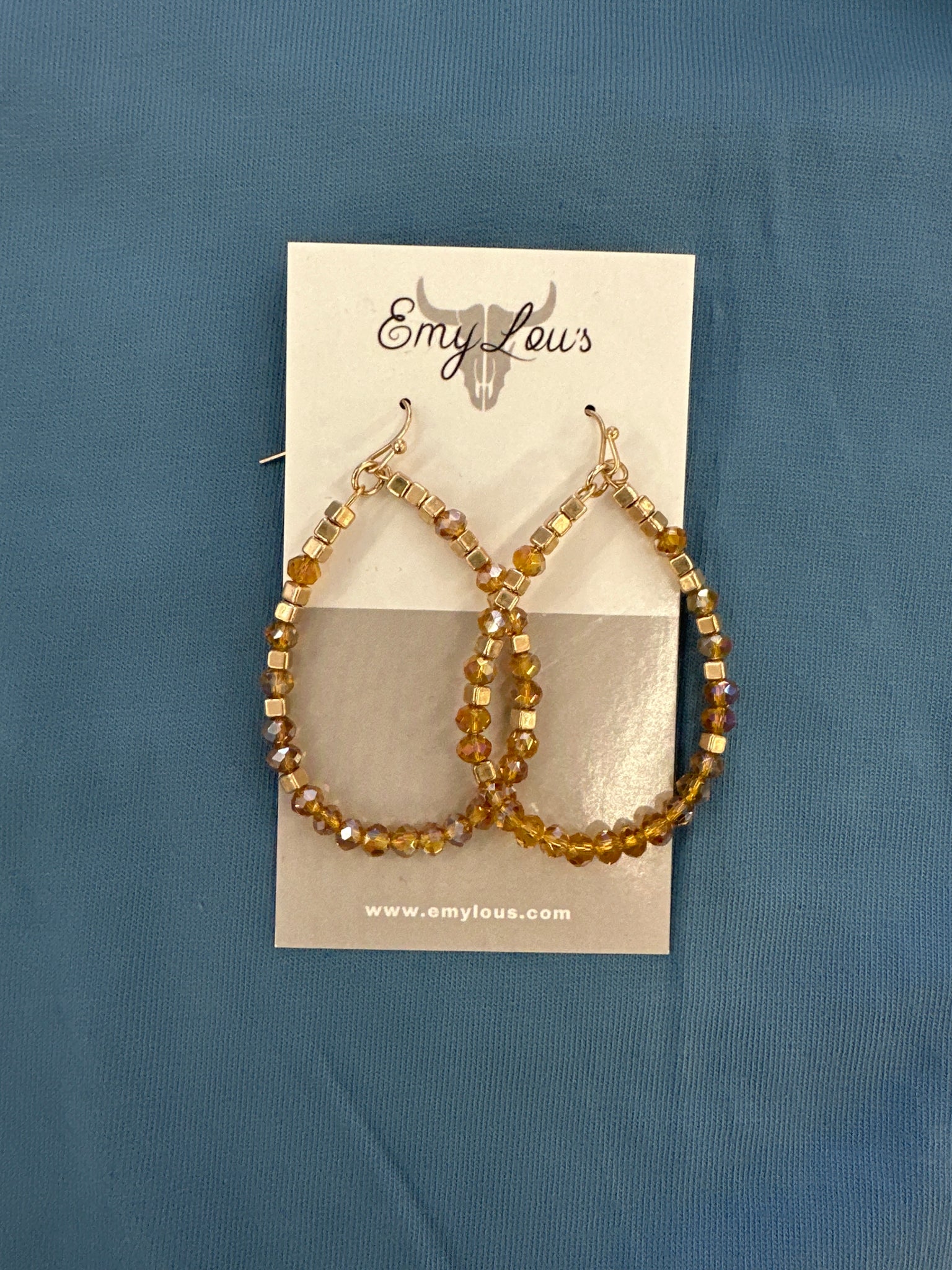 Gold Rowen Faceted and Cube Bead Earrings