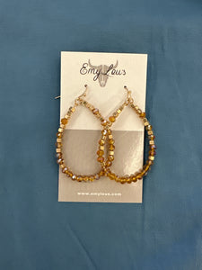 Gold Rowen Faceted and Cube Bead Earrings