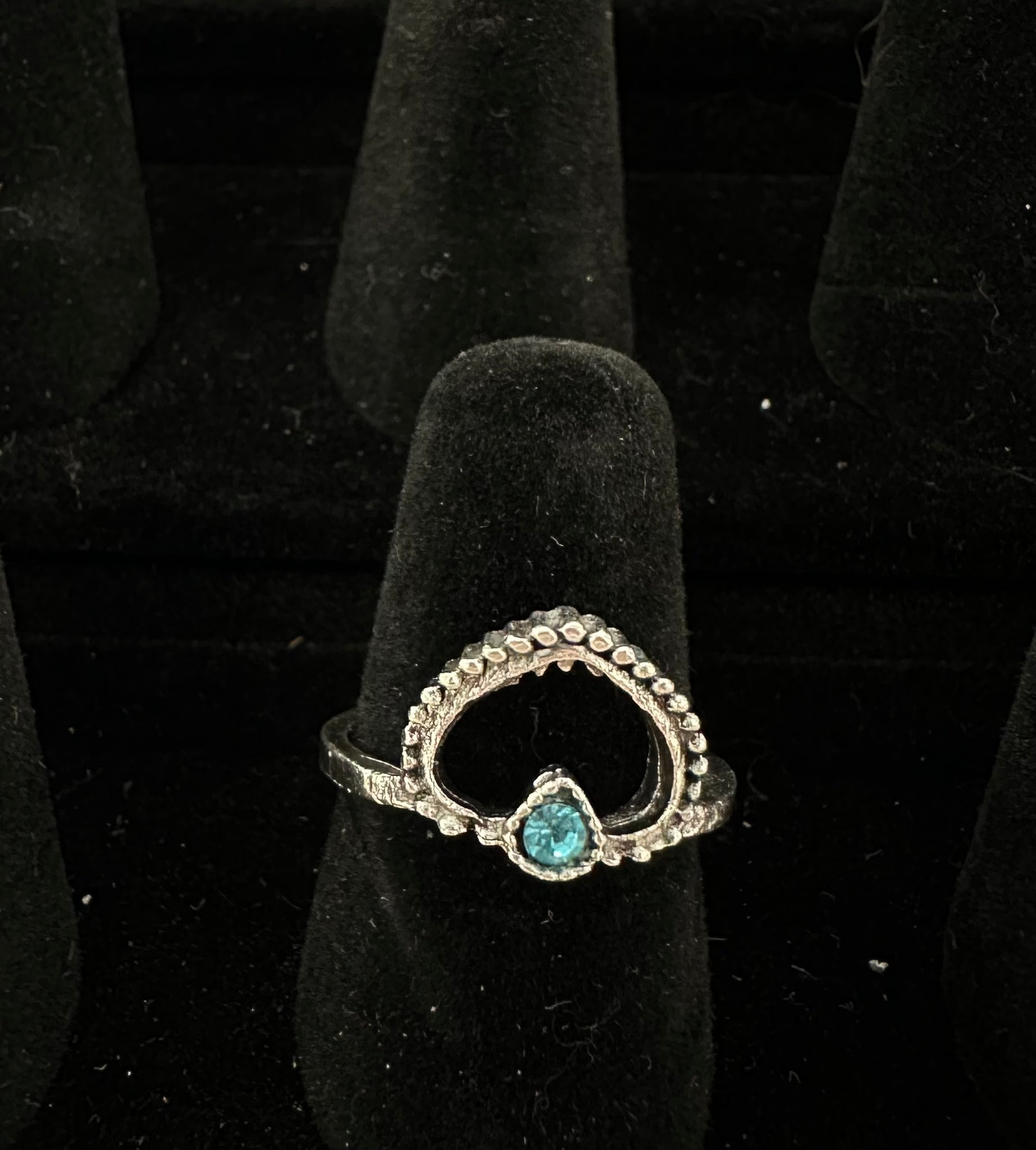 Blue Diamond Heart RIng