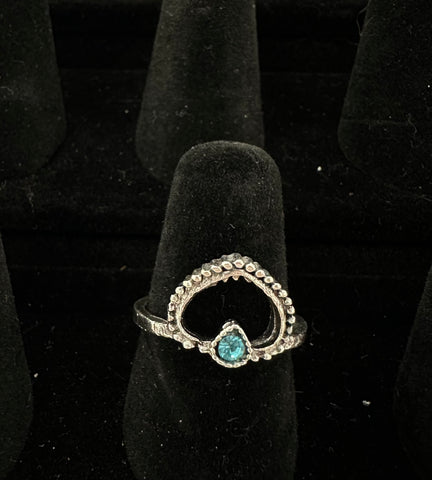 Blue Diamond Heart RIng