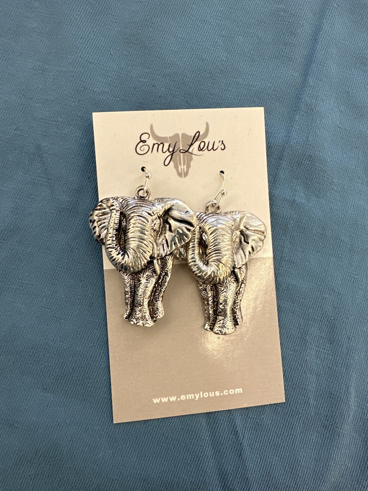 Antique Silvertone Elephant Earrings