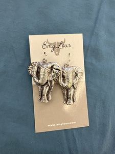Antique Silvertone Elephant Earrings