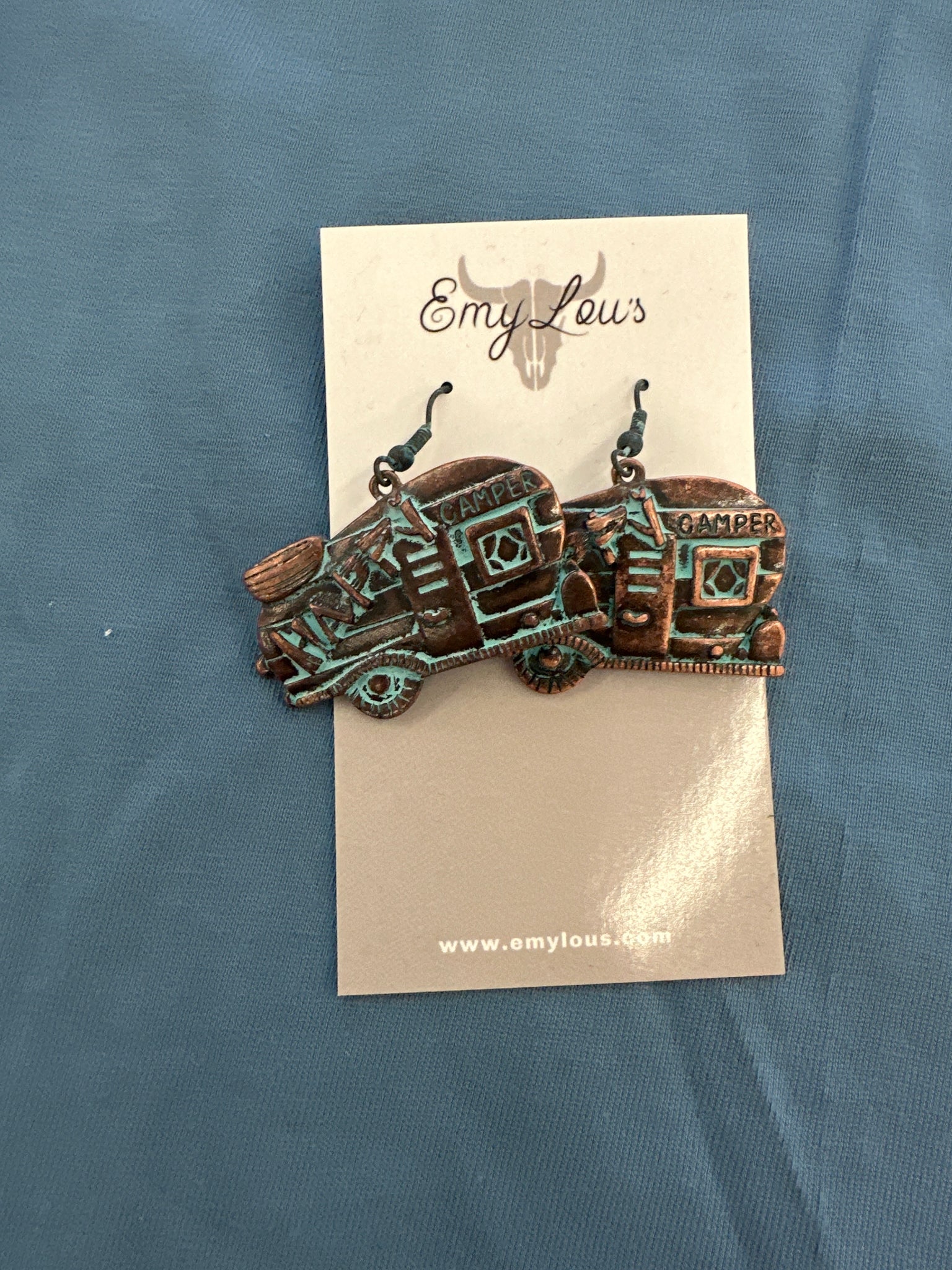 Patina Coppertone Happy Camper Earrings