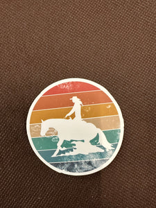 Multi Color Reining Cowgirl Sticker