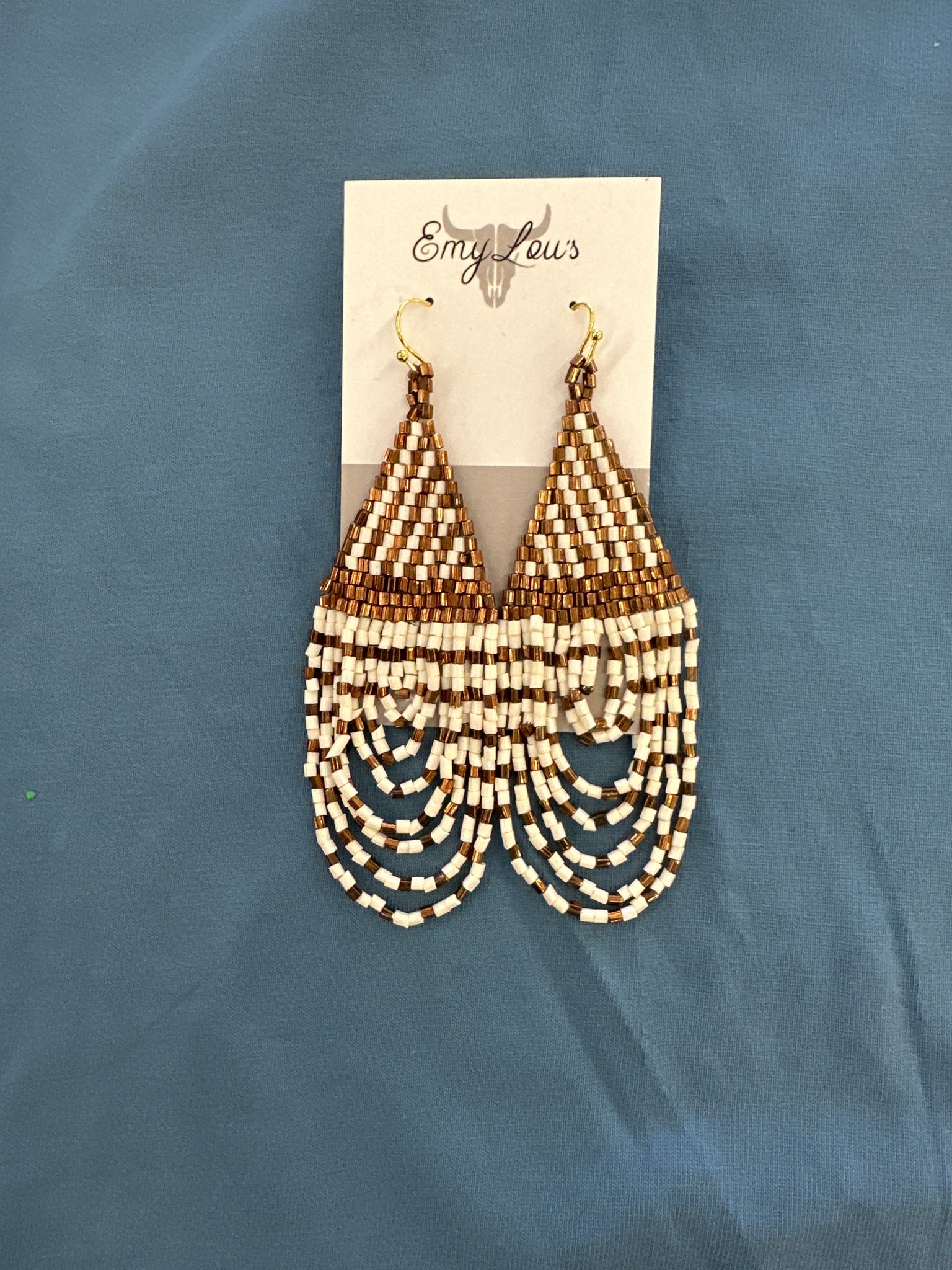 Soarin' White Seed Bead Fringe Earrings