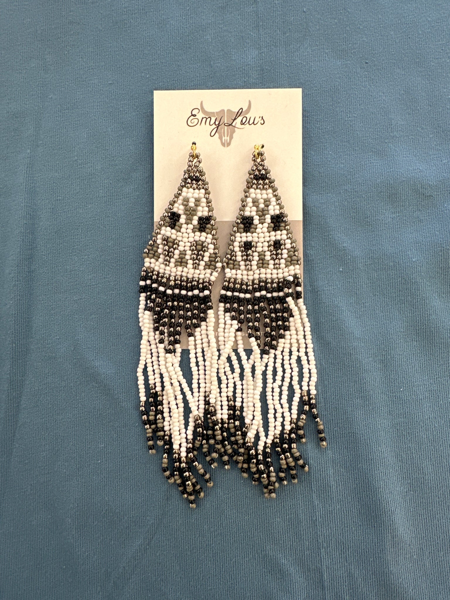 Paradise Awaits Black Seed Bead Fringe Earrings