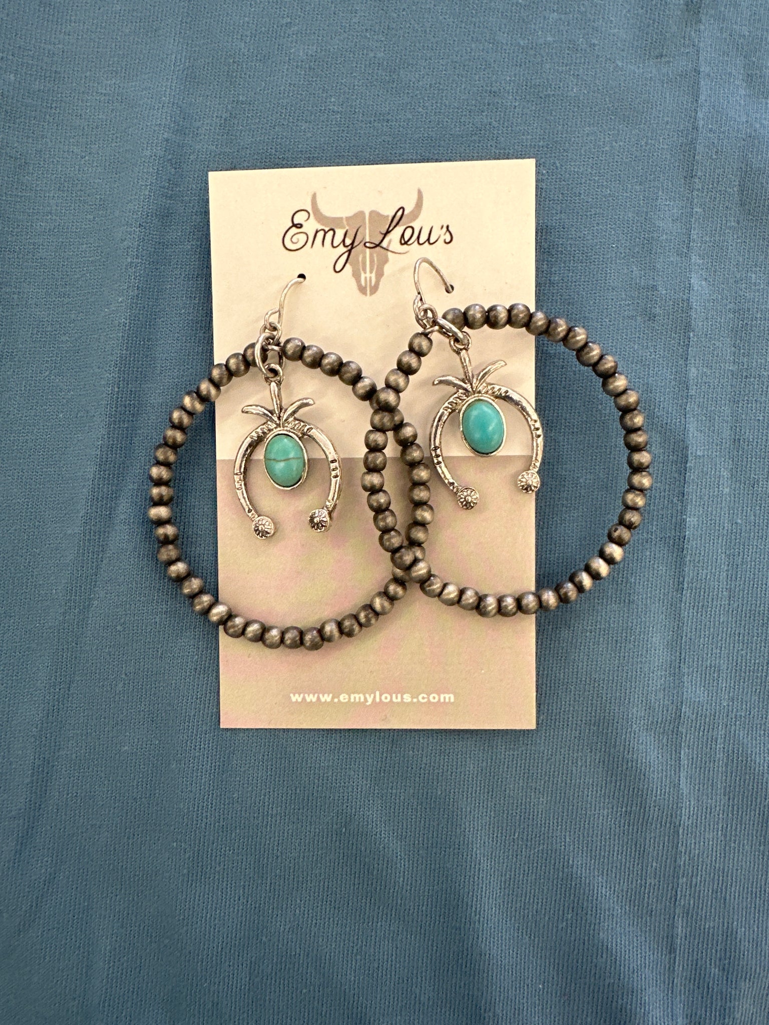 Naja Silver Navajo Inspired Pearl Hoop Earrings