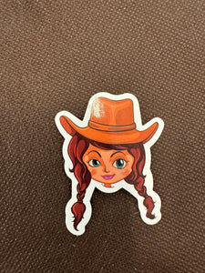 Pigtail Cowgirl Sticker