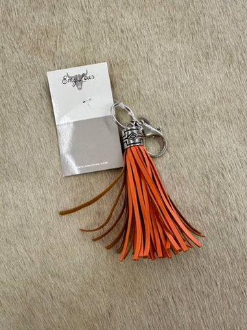 Orange Leather Tassel