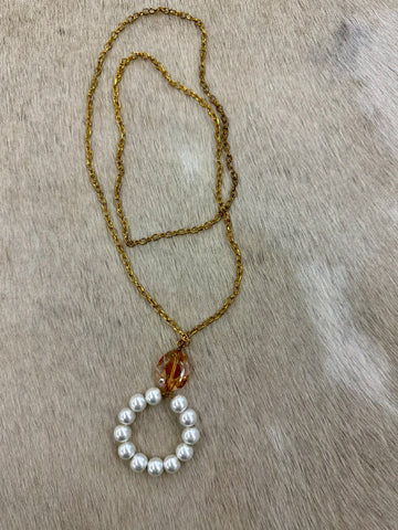 Gold Citrine & Pearl Teardrop Necklace