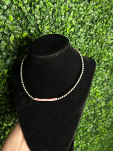 Silver Plated Choker with Pink Shell