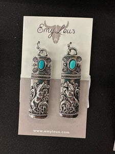 Turquoise Mystic Acres Silvertone Earrings