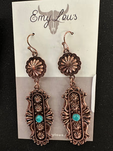 Turquoise Cottonwood Falls Coppertone Earrings
