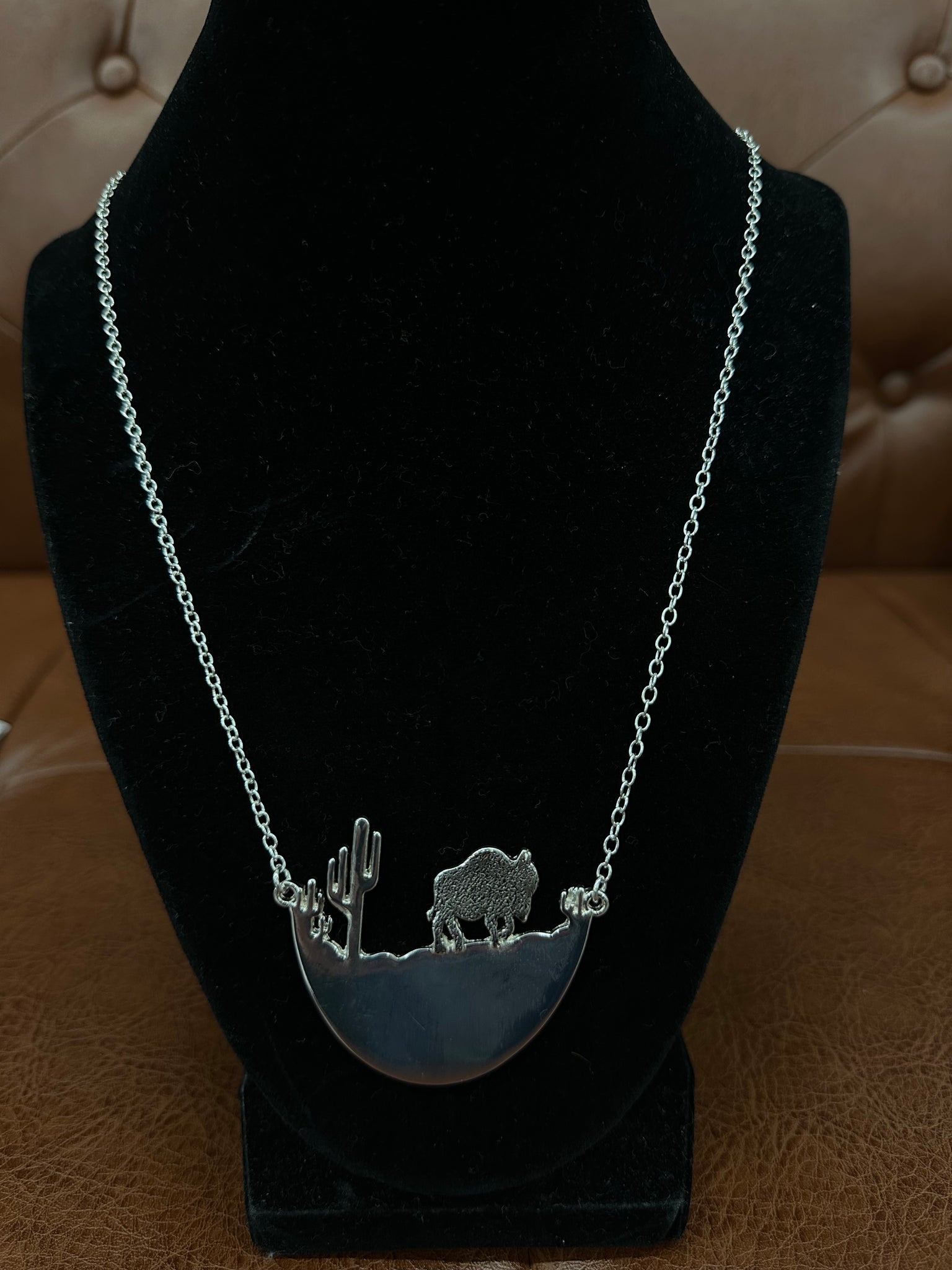 Oxridge Canyon Silvertone Cut Out Necklace