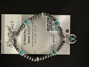 Topeka Turquoise & Faux Navajo Pearl Naja Bracelet